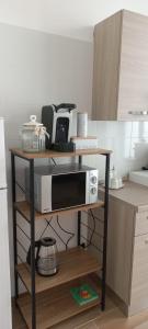 un four à micro-ondes sur une étagère dans une cuisine dans l'établissement vanilla house, à Molfetta