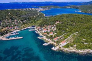 una vista aérea de una pequeña isla en el agua en Apartments with a parking space Zdrelac, Pasman - 8396, en Ždrelac