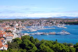 a view of a harbor with boats in the water at Apartments with a parking space Vodice - 6271 in Vodice