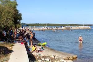 a group of people on the beach in the water at Secluded holiday house Pasman - 15649 in Pašman