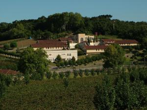 an aerial view of a large white building with trees at Hotel Villa Michelon in Bento Gonçalves