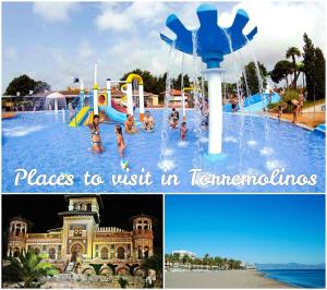 a collage of two pictures of a water park at DIAMOND TORREMOLINOS TROPICAL in Torremolinos