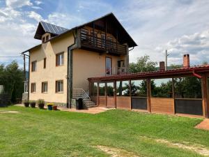 an exterior view of a house with a large yard at Pensiunea Casa Domnitei in Baia de Fier