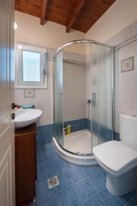 a bathroom with a shower with a toilet and a sink at MARFAIA - Villa by the sea in Áyioi