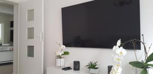 Televízia a/alebo spoločenská miestnosť v ubytovaní Apartament I Love Gdynia