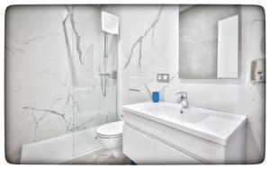 a bathroom with a sink and a toilet and a shower at Le Vallaya Suites & Spa in Menton