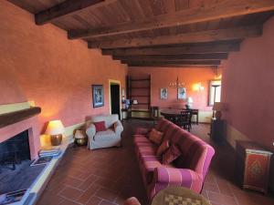 a living room with couches and a fireplace at Borgo Francia in Cremolino