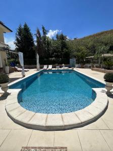 ein großer Pool in der Mitte eines Gartens in der Unterkunft Villa Solemar in Briatico