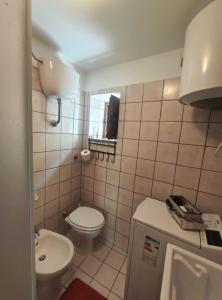 a small bathroom with a toilet and a sink at A Casa di Nonna in Castelsaraceno