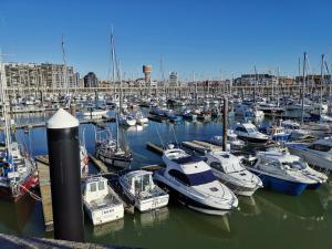 a bunch of boats docked in a harbor at Port Griad in De Haan