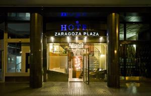 a hotel with a sign on the front of it at Hotel Zaragoza Plaza in Donostia-San Sebastián