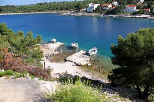 un grupo de barcos en un gran cuerpo de agua en Apartments by the sea Basina, Hvar - 5700, en Vrboska