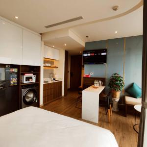 Kuchyň nebo kuchyňský kout v ubytování IVORY Apartment Apec Phu Yen