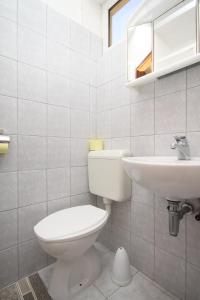 ein Bad mit einem WC und einem Waschbecken in der Unterkunft Apartment Tucepi 6857a in Tučepi