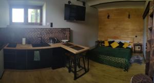 a room with a desk and a bed in a room at Zdomek in Teplice nad Metují
