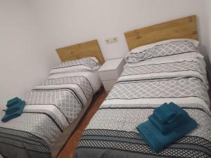 duas camas sentadas uma ao lado da outra num quarto em Villa Noriega (La Franca) em La Franca
