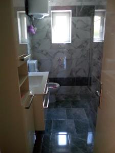 a bathroom with a toilet and a sink and a shower at Apartments with a parking space Kampor, Rab - 4985 in Kampor