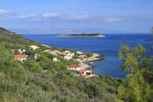 a small town on a hill next to the ocean at Apartments by the sea Milna, Vis - 8943 in Rukavac