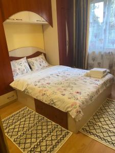 a small bedroom with a bed with a canopy at Exclusive HORTENSIEI in Baia Mare