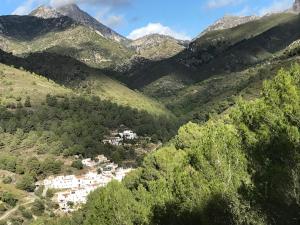 an aerial view of a valley in a mountain at B&B the lost Village el Acebuchal in Frigiliana