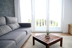 a living room with a couch and a coffee table at Villa Capelinhos in Capelo +33 photos