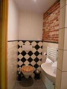 a bathroom with a toilet and a sink at B&B Pakhuis Emden in Groningen