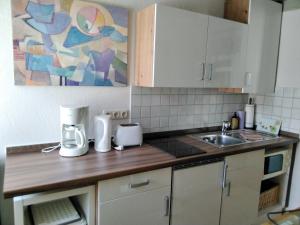 a kitchen with a sink and a counter top at Ferienatelier 2 in Steffenshagen