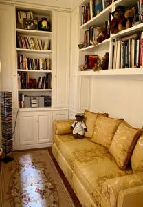 um urso de peluche sentado num sofá na sala de estar em Rooftop Garden em Bolonha
