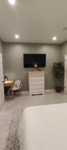 Et tv og/eller underholdning på Cozy Downtown Loft Apartment