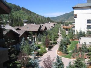 arial view of a resort with trees and buildings at 3 Bedroom In Lionshead Village At The Antlers in Vail