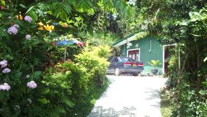 ein vor einem Gewächshaus geparktes Auto in der Unterkunft Haniffas Holiday Inn in Kandy + 7 Fotos