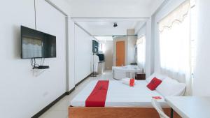 a room with a bed and a tv on a wall at RedDoorz near Tambo Quirino Avenue in Manila