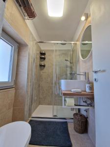 bagno con doccia e lavandino di House Nono Bepo in small Istrian village - Kuca Nono Bepo u mirnom istarskom selu a Brtonigla (Verteneglio)