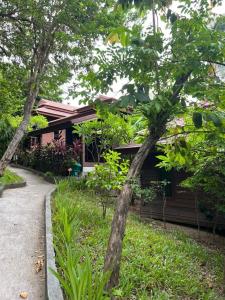 a house with a pathway next to a building at Sonic Hill Koh Phangan in Haad Rin