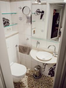 リューネブルクにあるAltstadt Suiteのバスルーム(トイレ、洗面台付)