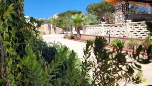 a fence with trees and plants in a yard at Mamalù Deluxe in Lampedusa
