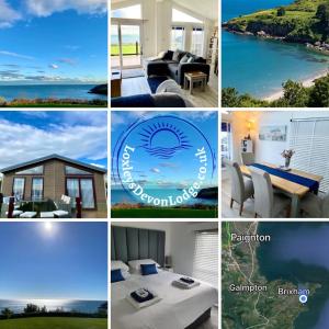 een collage van verschillende foto's van een huis bij Loxley's Devon Lodge in Brixham