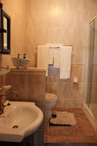 a bathroom with a toilet and a sink at Hotel Mount Maluti - Lesotho in Mohales Hoek