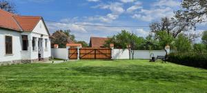 a yard with a fence and a gate at Gelei Guesthouse in Cîlnic