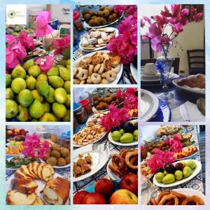 un collage de fotos de comida en una mesa en Mir Mar, en Lampedusa