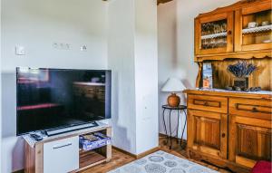 un soggiorno con una grande TV a schermo piatto di Ferienhaus Gaas Weinberg a Gaas
