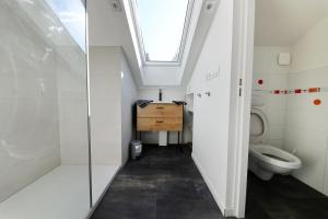 a bathroom with a toilet and a skylight at LE CHALET BLANC - JACUZZI / PISCINE / SAUNA in Gérardmer +14 photos