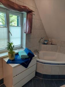a bathroom with a bath tub and a sink at Ferienhaus Kristina/Hebalm in Deutschlandsberg