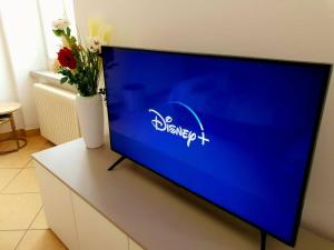 A television and/or entertainment centre at Divina Luxury Apartment with Jacuzzi near the lake