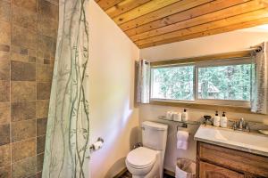 a bathroom with a toilet and a sink at Peaceful Wooded Cabin By Mt. Baker Ski Area! in Glacier +17 photos