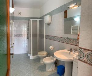 a bathroom with a toilet and a sink and a shower at Ponza Le Forna in Ponza