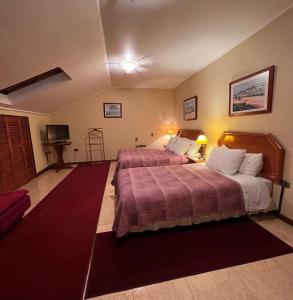 een hotelkamer met 2 bedden en een televisie bij Hotel Mosul in Concepción