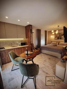 Et opholdsområde på Old School Apartments