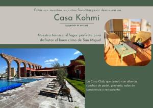 a website of a resort with a pool and chairs at Casa Kohmi San Miguel de Allende in San Miguel de Allende