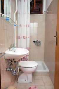 a bathroom with a sink and a toilet and a tub at Apartments by the sea Sobra, Mljet - 4898 in Babino Polje